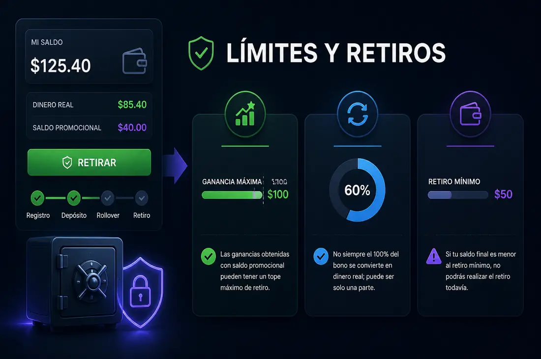 Límites de retiro y conversión de bono