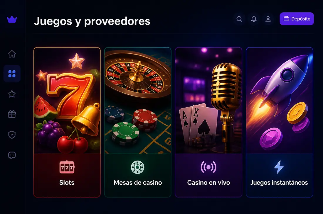 Catálogo de juegos y proveedores casino online México